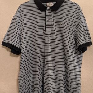 Lacoste Light Blue Polo with Black Stripes and Collar